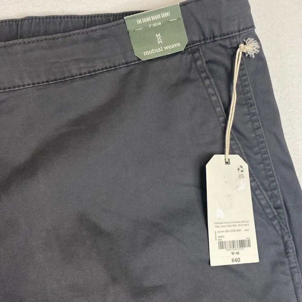 NWT Men’s Chino Board Short Grey Size 46 with 8 Inch Inseam